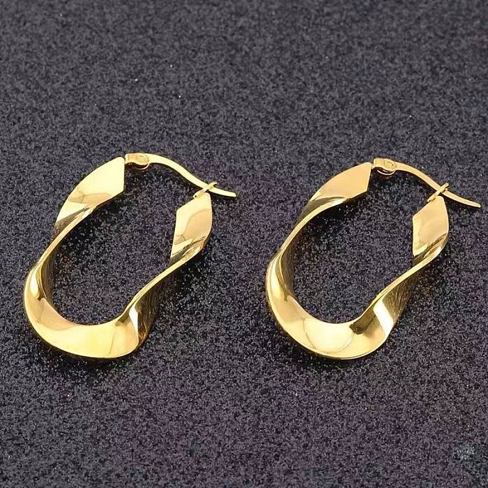 1 Pair Simple Style Irregular Plating Stainless Steel Hoop Earrings
