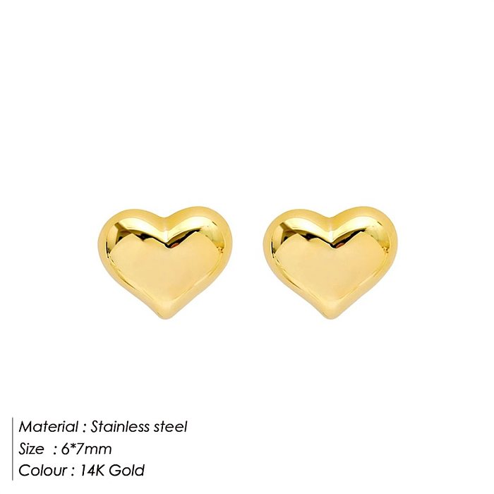 Simple Style Heart Shape Stainless Steel  Ear Studs 1 Pair