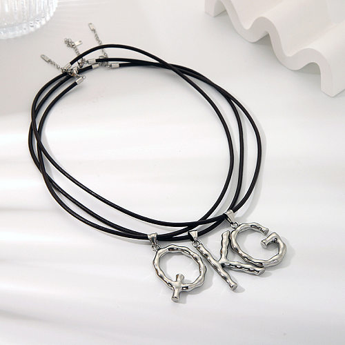 Retro Letter Stainless Steel  Stainless Steel Plating Pendant Necklace