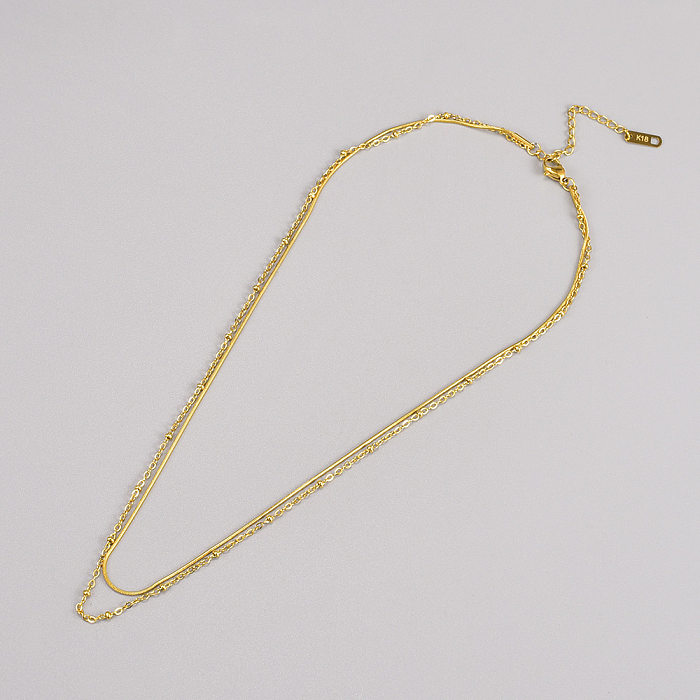 O ouro 18K de aço inoxidável geométrico do estilo simples chapeou colares mergulhadas