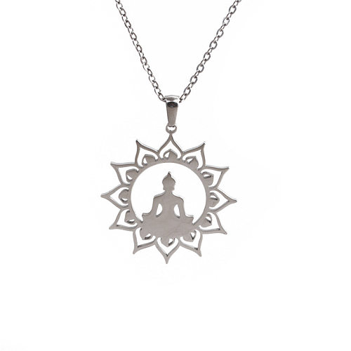 Simple Style Buddha Stainless Steel  Plating Gold Plated Pendant Necklace