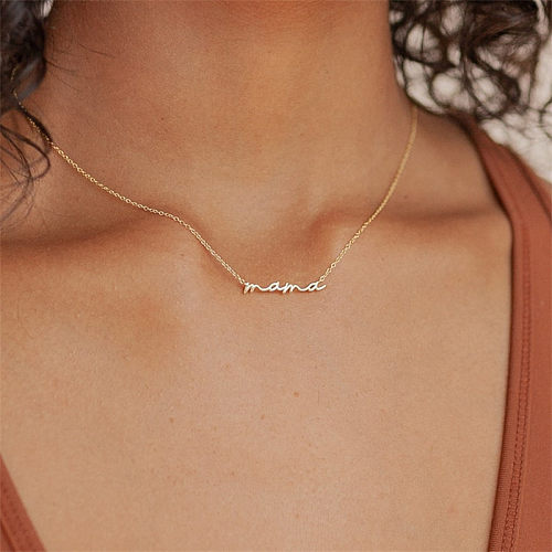 Fashion Simple Golden Pendant Letter Shape Stainless Steel   Necklace