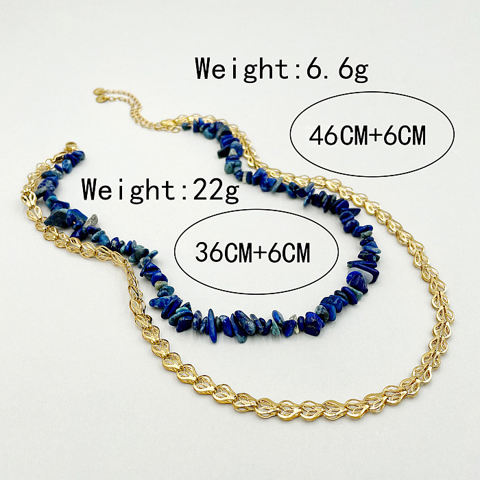 Casual Irregular Stainless Steel  Plating Hollow Out Natural Stone Gold Plated Necklace