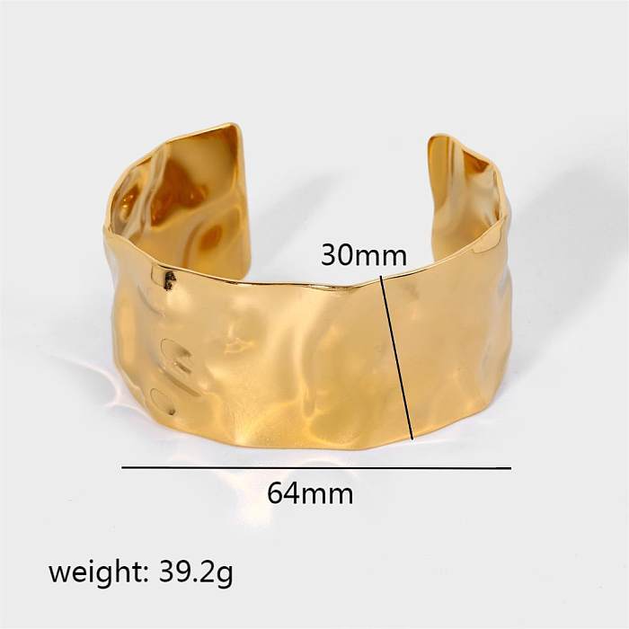 Simple Style Solid Color Titanium Steel Plating 18K Gold Plated Bangle