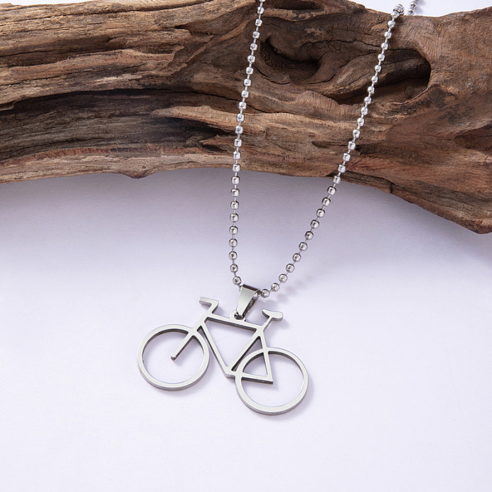 Collier pendentif en acier inoxydable pour vélo de sport, style simple, vente en gros