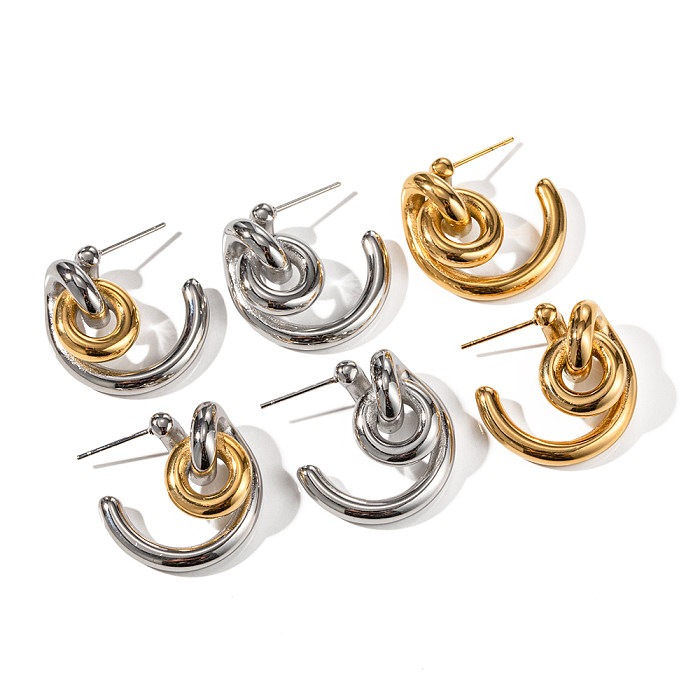1 Pair IG Style Irregular Plating Stainless Steel  18K Gold Plated Ear Studs