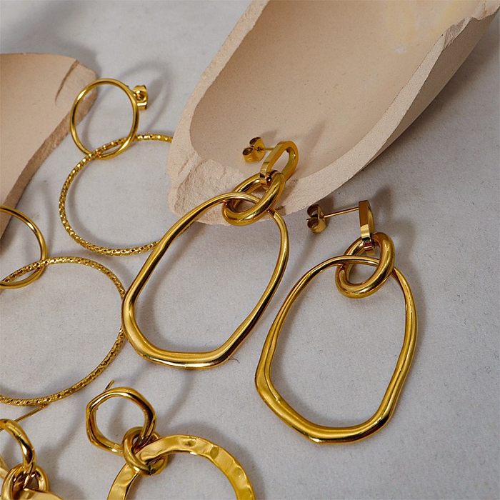 1 par de pendientes colgantes chapados en oro de 18 quilates de acero inoxidable chapado en color sólido de estilo simple