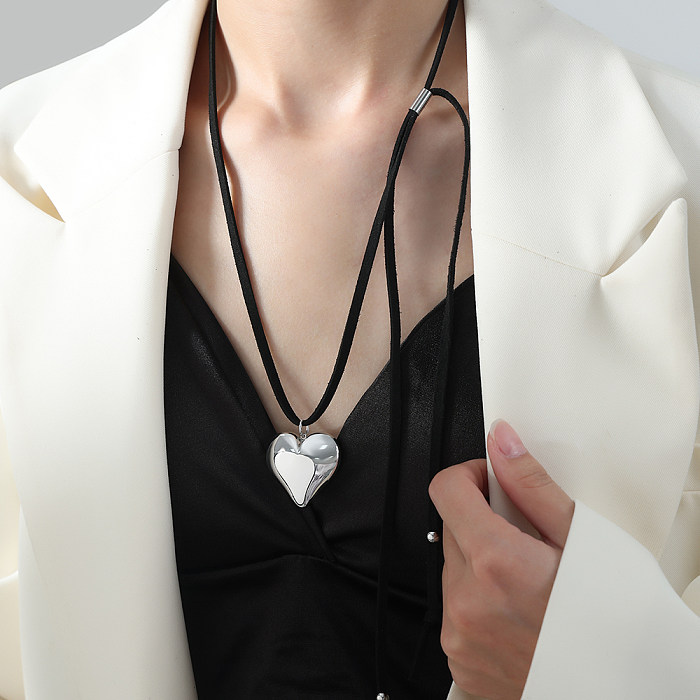 Casual Simple Style Heart Shape Stainless Steel Plating Pendant Necklace