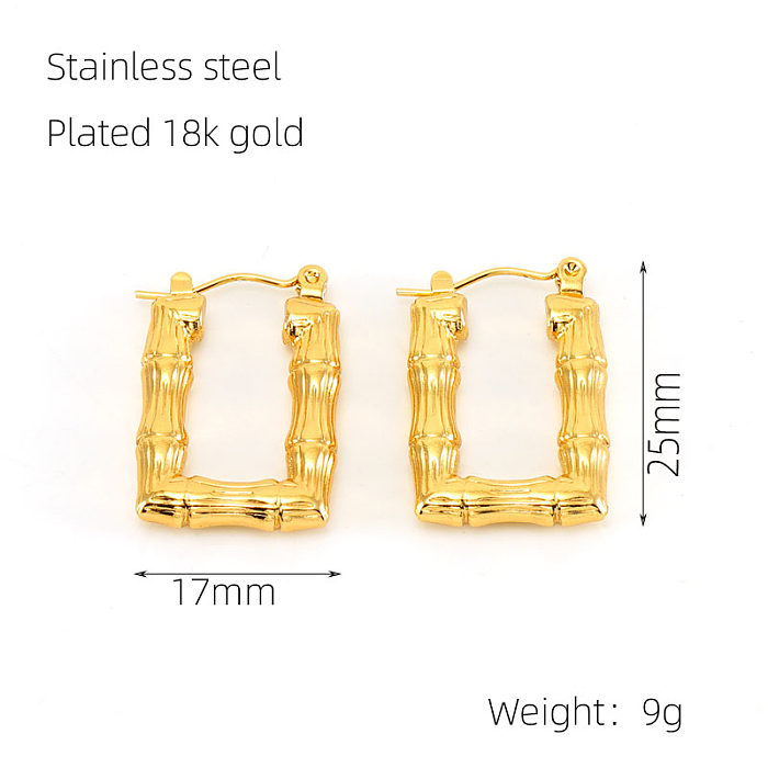 1 Pair Elegant Square Polishing Plating Stainless Steel  18K Gold Plated Earrings