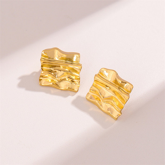 1 Pair Retro Simple Style Irregular Square Plating Stainless Steel  18K Gold Plated Ear Studs