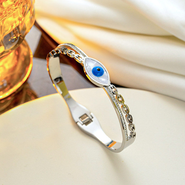 Bracelet en Zircon plaqué or 18 carats, Style IG, œil du diable, en acier inoxydable, incrustation de placage en émail, vente en gros