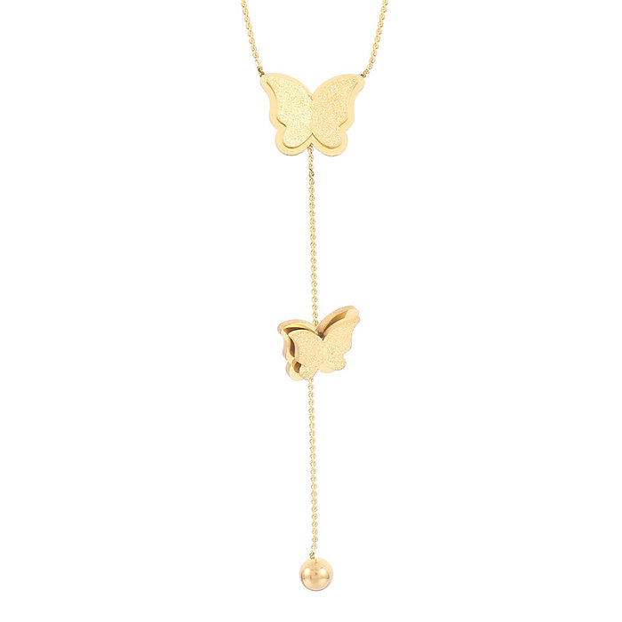 Elegant Modern Style Butterfly Stainless Steel  Stainless Steel Plating 18K Gold Plated Pendant Necklace