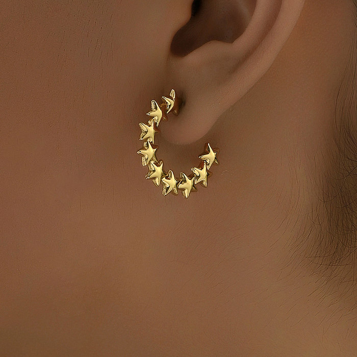 1 Paar IG Style Basic Commute Ohrringe mit geometrischer Sternbeschichtung aus Edelstahl mit 18-Karat-Vergoldung