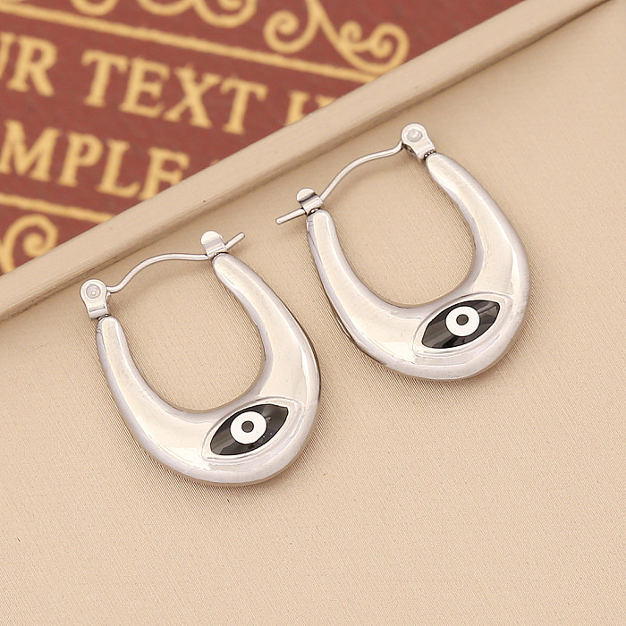 1 Pair Basic Modern Style Commute Geometric Devil'S Eye Stainless Steel  Enamel Earrings