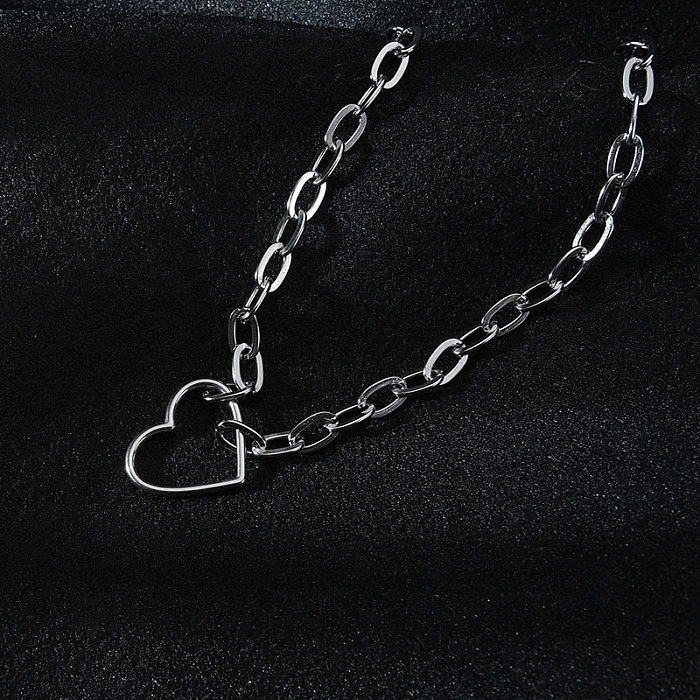 Modische herzförmige dicke O-Ketten-Halskette aus Edelstahl
