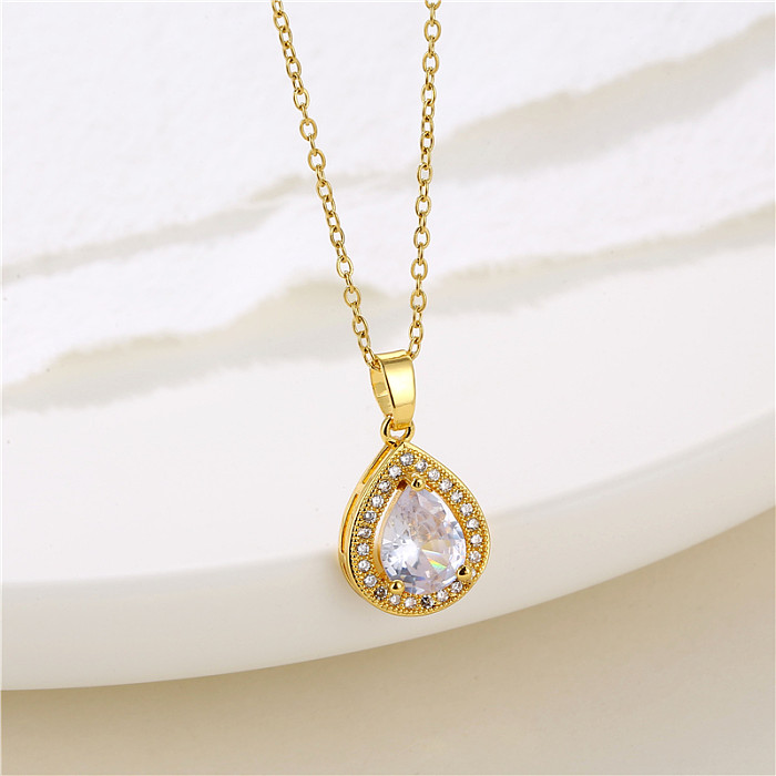 1 Piece Retro Water Droplets Heart Shape Snowflake Stainless Steel  Stainless Steel Plating Inlay Zircon Pendant Necklace