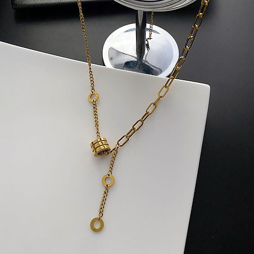 Geometrische Edelstahl-Anhänger-Halskette im modernen Streetwear-Stil