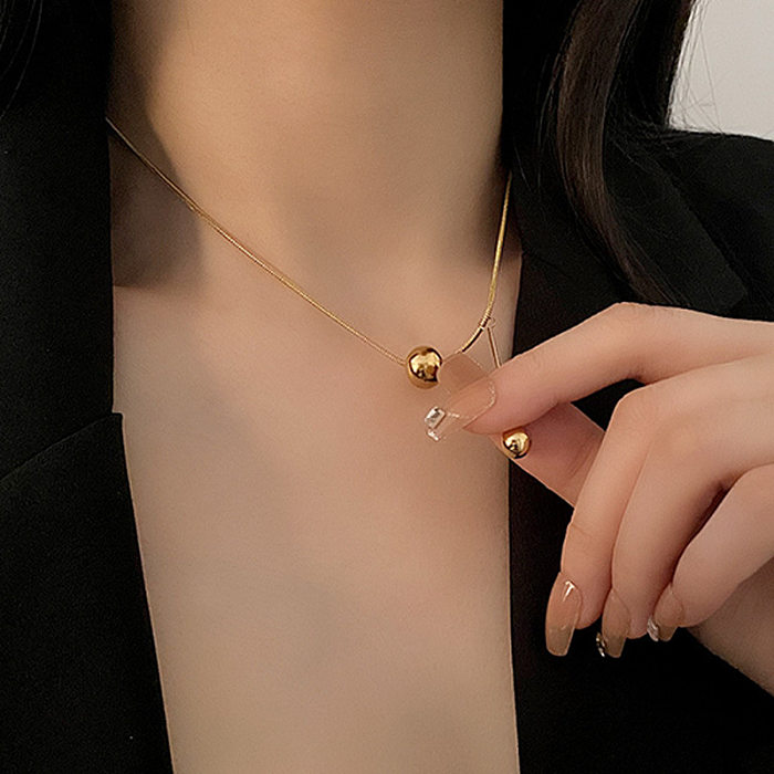 IG Style Solid Color Stainless Steel Plating 18K Gold Plated Necklace
