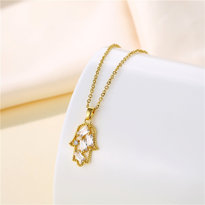 Wholesale Korean Style Sector Star Flower Stainless Steel  Stainless Steel 18K Gold Plated Gold Plated Zircon Pendant Necklace