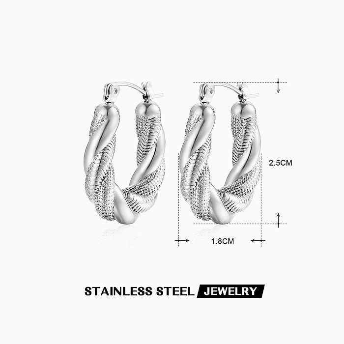 1 Pair Retro Ethnic Style Twist Plating Stainless Steel  Earrings