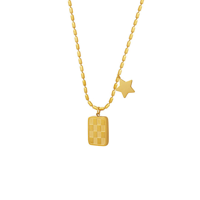 Simple Style Commute Square Star Stainless Steel Plating Gold Plated Pendant Necklace