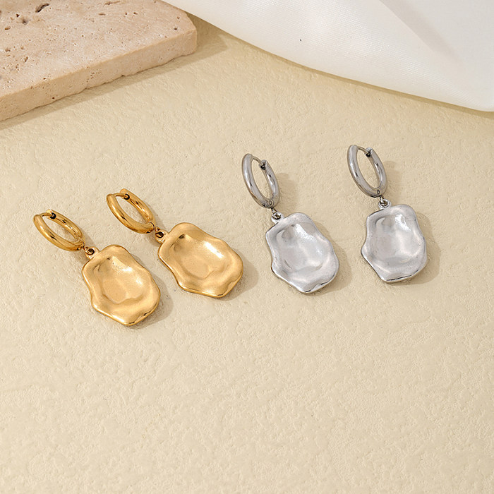 1 Pair Vintage Style Simple Style Irregular Polishing Plating Stainless Steel Gold Plated Silver Plated Drop Earrings