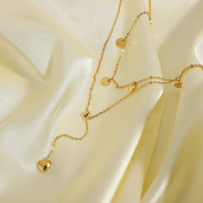 Atacado jóias pequenos discos em forma de y pingente dupla camada de aço inoxidável colar jóias