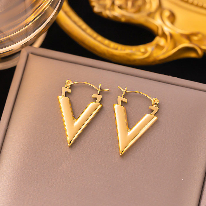 1 Pair Casual Simple Style V Shape Plating Stainless Steel  Earrings