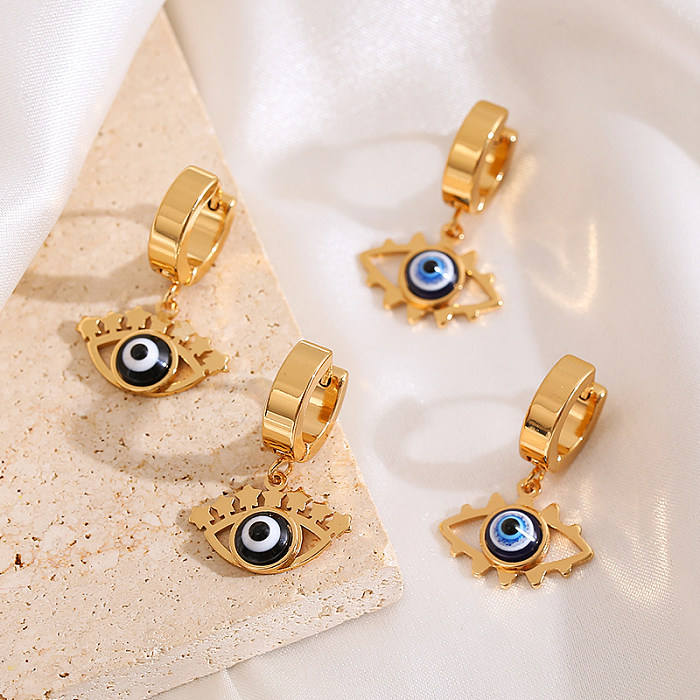 1 Pair Elegant Luxurious Queen Eye Plating Carving Stainless Steel Gold Plated Drop Earrings