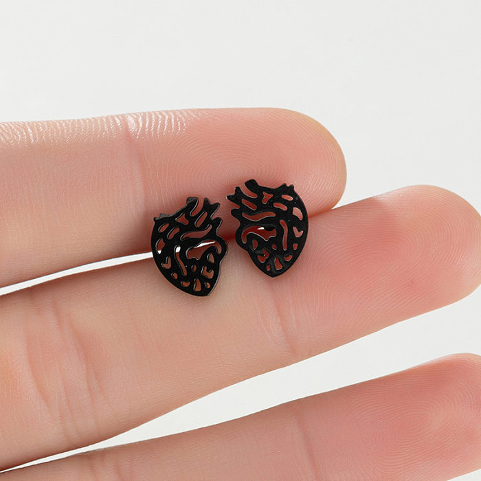 Simple Style Heart Stainless Steel Ear Studs Plating No Inlaid Stainless Steel  Earrings