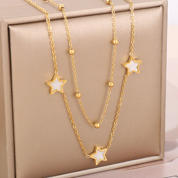 Sweet Simple Style Star Stainless Steel  Plating Gold Plated Double Layer Necklaces