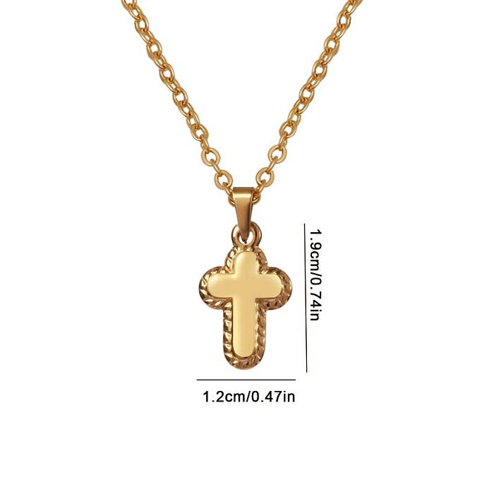 Retro Simple Style Cross Stainless Steel  Pendant Necklace