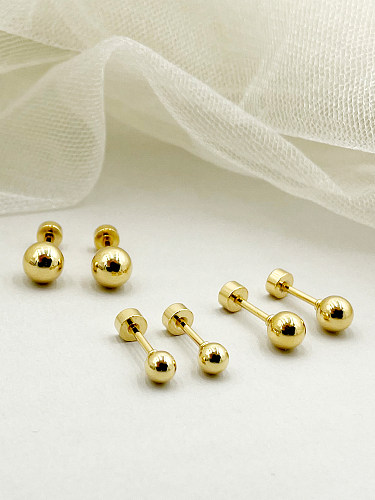 1 par de brincos de orelha banhados a ouro de aço inoxidável redondo estilo simples