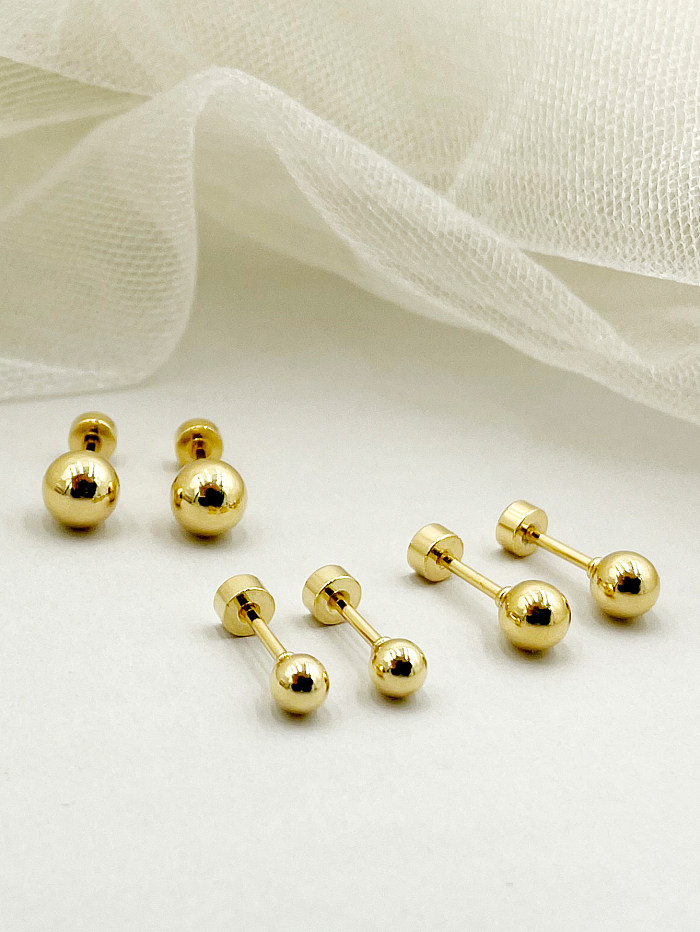 1 par de brincos de orelha banhados a ouro de aço inoxidável redondo estilo simples