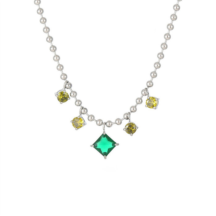 Elegant Lady Geometric Stainless Steel  White Gold Plated Gold Plated Zircon Necklace In Bulk