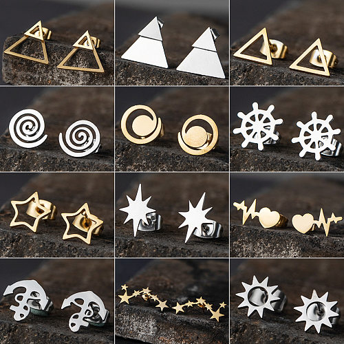 Simple Star Stainless Steel  Triangle Earrings Wholesale