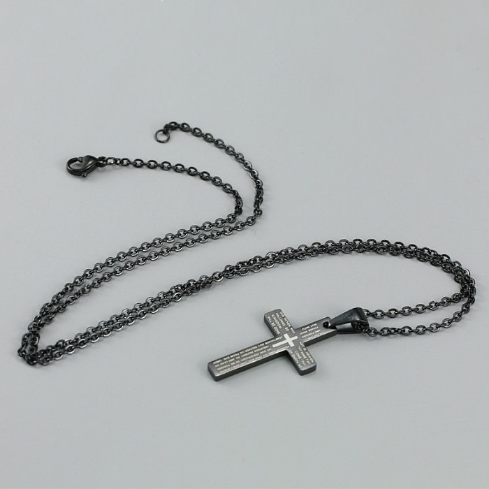Colar de aço inoxidável do pendente da cruz do estilo simples que chapeia colares de aço inoxidável