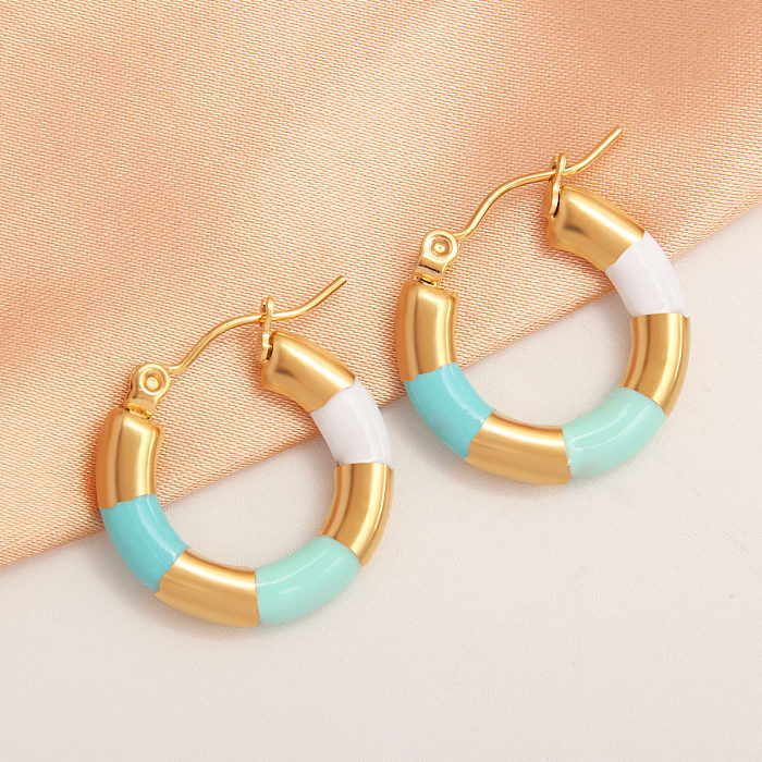 1 Pair IG Style Simple Style Round Plating Stainless Steel  Gold Plated Earrings