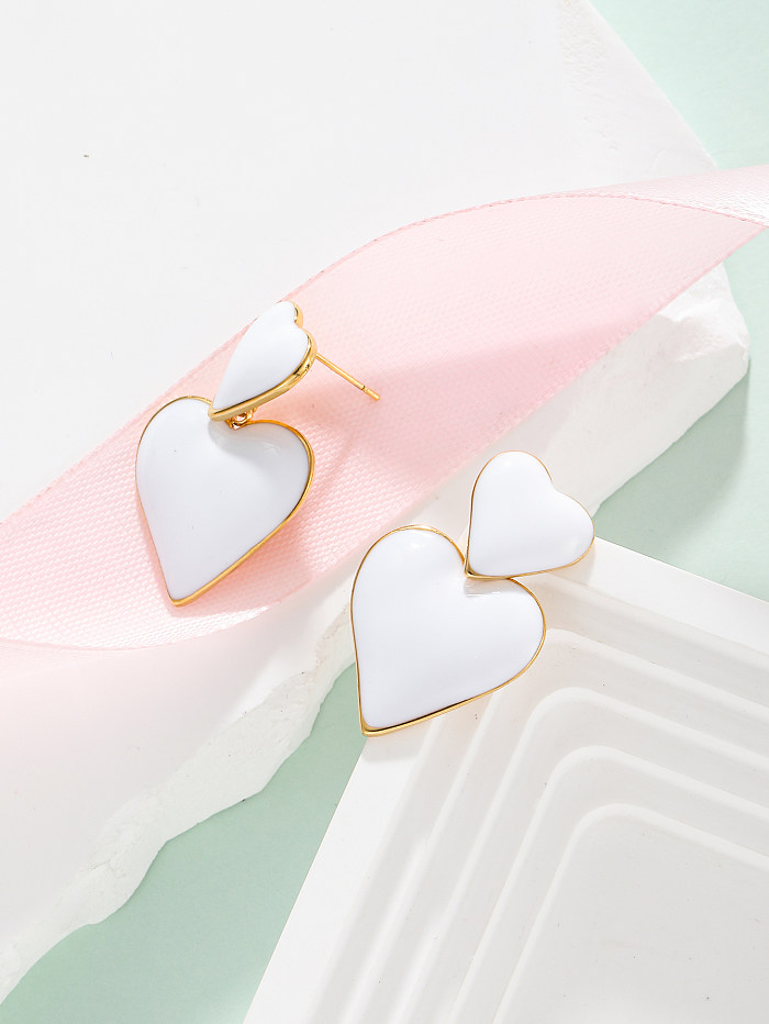 1 paire de jolies boucles d'oreilles pendantes en acier inoxydable plaqué or 18 carats avec bloc de couleur