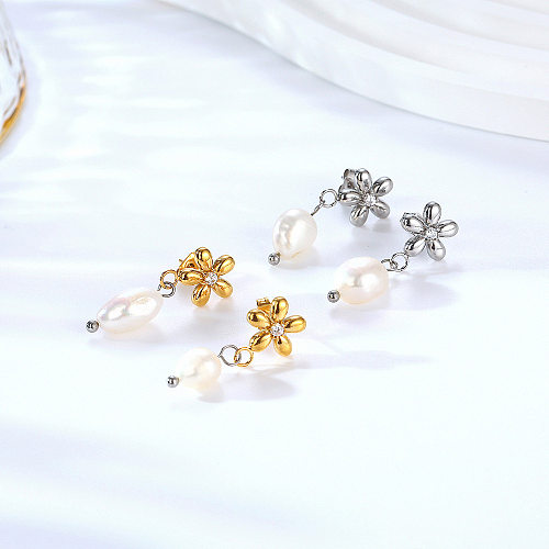 1 Paar elegante Damen-Blume-Ohrringe aus Edelstahl