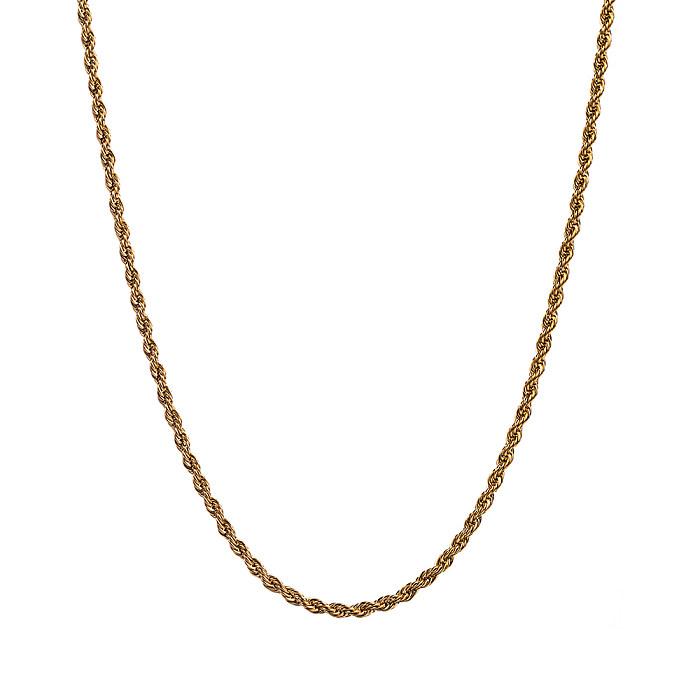 Lässige, schlichte, einfarbige Halskette aus Edelstahl mit 18-Karat-Vergoldung
