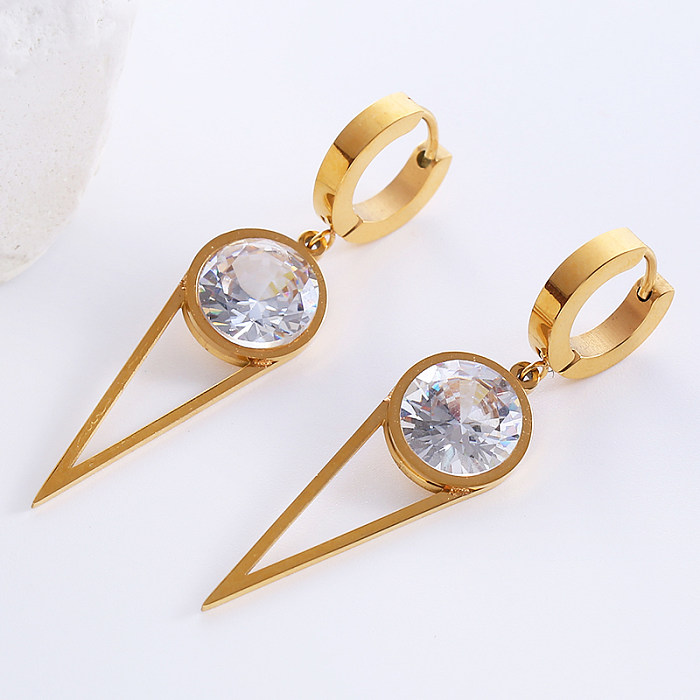1 Pair Elegant Luxurious Classic Style Star Tassel Butterfly Inlay Stainless Steel  Zircon 18K Gold Plated Rose Gold Plated Drop Earrings