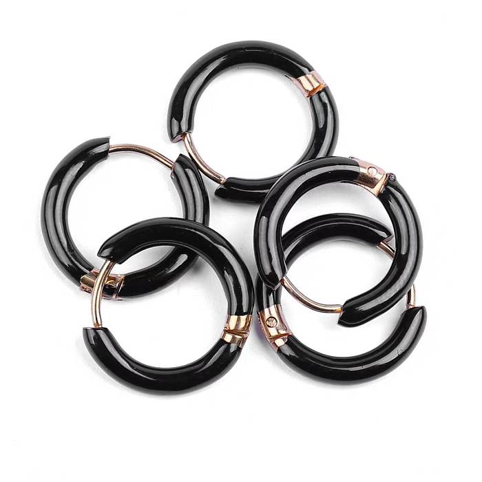 1 Pair Simple Style Solid Color Enamel Plating Stainless Steel  Hoop Earrings