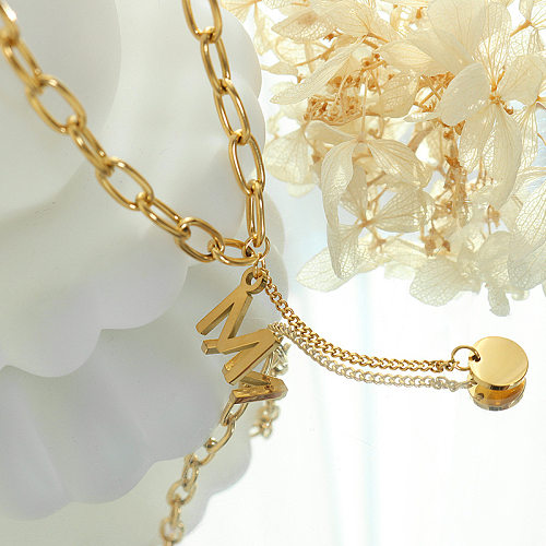 Fashion Letter Stainless Steel Pendant Necklace Plating Stainless Steel  Necklaces