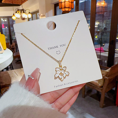 Sweet Flower Stainless Steel Enamel Pendant Necklace