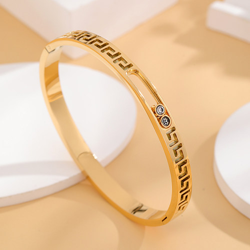 Casual Round Titanium Steel Plating Hollow Out Bangle