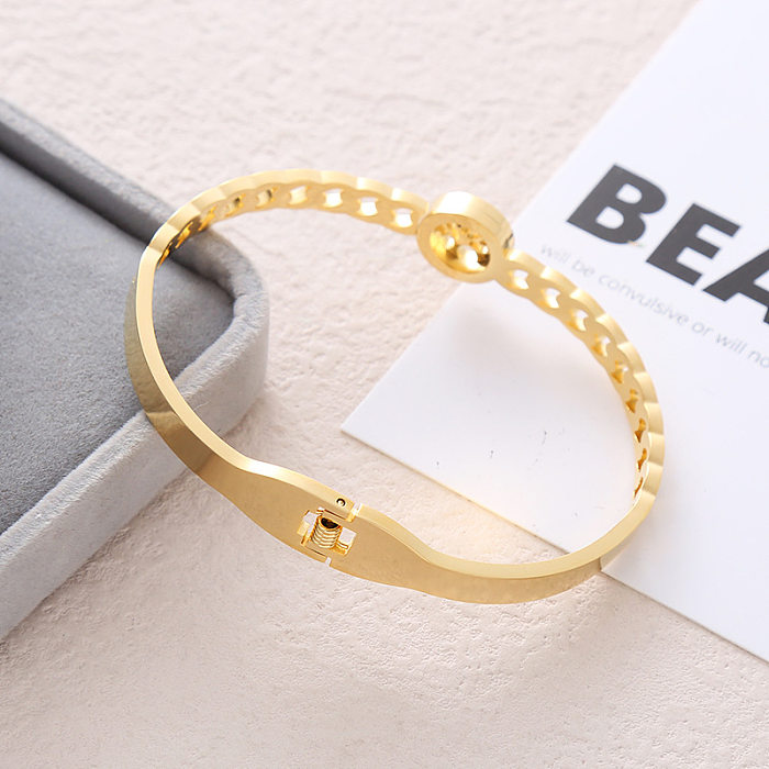 Casual Lady Streetwear Tree Stainless Steel Plating Inlay Zircon Bangle