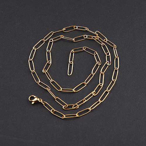 Bijoux simples en acier inoxydable, chaîne ovale, Bracelet, collier, vente en gros
