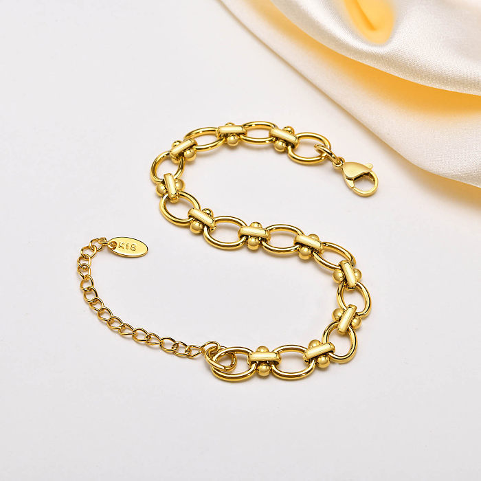 Casual Classic Style Solid Color Stainless Steel Plating Gold Plated Bracelets