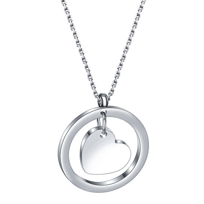 Simple Style Heart Shape Stainless Steel Plating Pendant Necklace 1 Piece